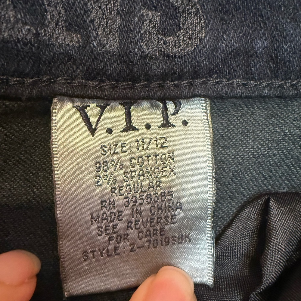 VIP Black Ripped Denim with Silver Button - Picture 8 of 8